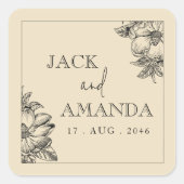 Klassische Blumenbilder für Hochzeitskleber Quadratischer Aufkleber (Vorderseite)