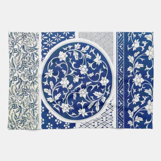 Klassische Blumendekoration Print Geschirrtuch (Horizontal)