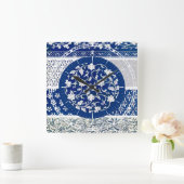 Klassische Blumendekoration Print Quadratische Wanduhr (Zuhause)