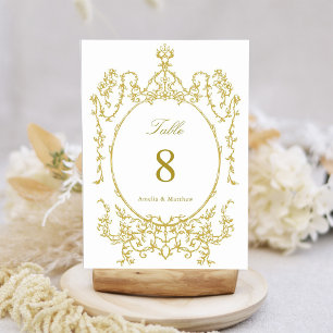 Klassische Blumengarten Rahmen Gold Hochzeit Tischnummer