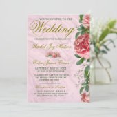 Klassische Blumengrün Einladung Hochzeit (Stehend Vorderseite)