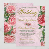 Klassische Blumengrün Einladung Hochzeit (Vorne/Hinten)