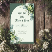 Klassische Blumengrün Save the Date Einladung