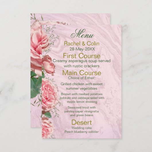 Klassische Blumengrün zum Hochzeitstag Begleitkarte (Vorne/Hinten)