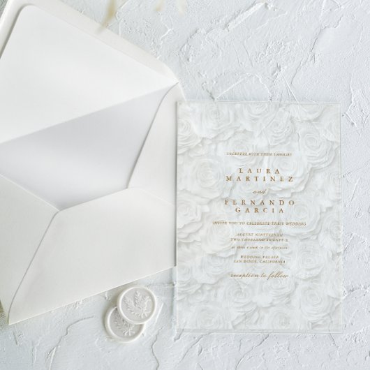 Klassische Blumenhochzeit Acryleinladungen