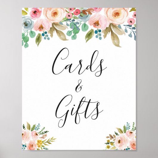 Klassische Blumenkarten und Geschenkgutscheine Poster (Vorne)