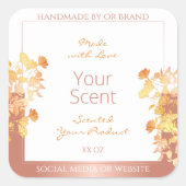 Klassische Blumenkennzeichnungen Weiß und Rose Gol Quadratischer Aufkleber (Vorderseite)