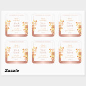 Klassische Blumenkennzeichnungen Weiß und Rose Gol Quadratischer Aufkleber (Blatt)