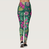 Klassische Blumenkunst Rosa Vintager Stil Leggings (Rückseite)