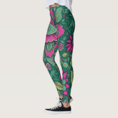 Klassische Blumenkunst Rosa Vintager Stil Leggings (Links)