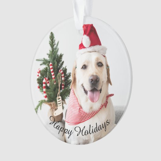 Klassische Blumenrahmen für Hunde Foto Weihnachten Ornament (Vorderseite)