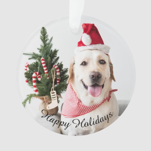 Klassische Blumenrahmen für Hunde Foto Weihnachten Ornament (Vorderseite)