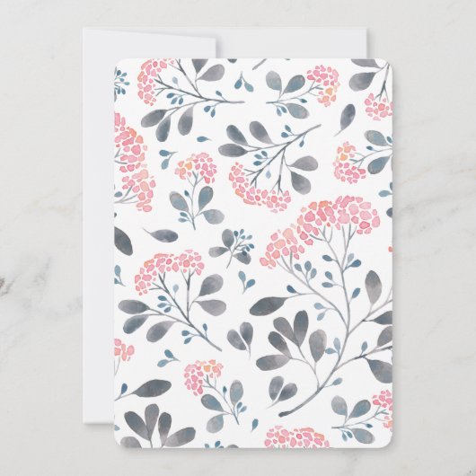 Klassische, blumenrosa Aquarell Probe Abendessen Einladung (Rückseite)