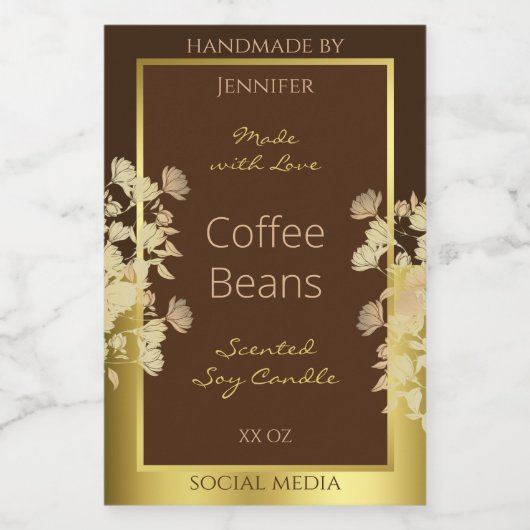 Klassische Blumenverpackungsmarken Braungold Lebensmitteletikett (Einzelnes Label)