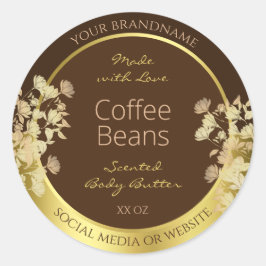 Klassische Blumenverpackungsmarken Braungold Runder Aufkleber
