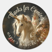 Klassische Blumenwaldlandschaft Einhorngestationer Runder Aufkleber (Vorderseite)