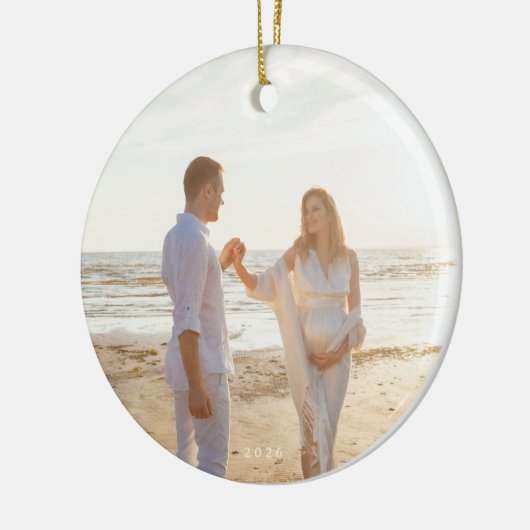 klassische Blumenweihe botanisches 2-Foto Keramik Ornament (Links)