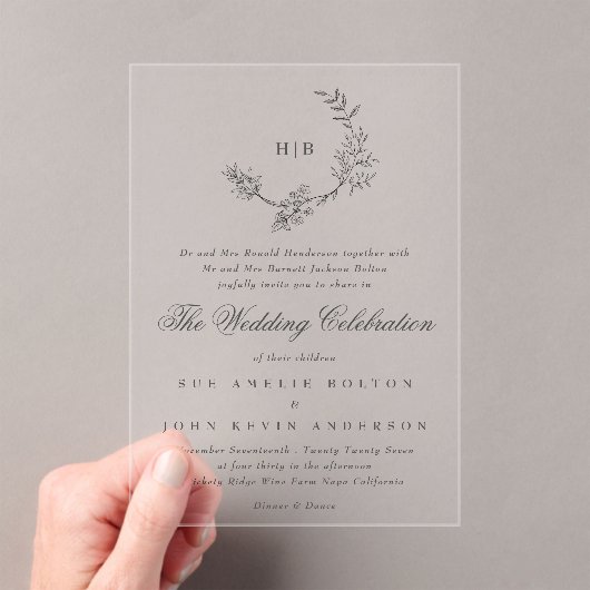 Klassische Blumenzeremonie Acryleinladungen (Insitu (Handheld))