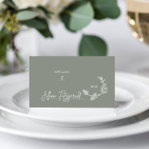 Klassische Blumenzunge Grüne Kleider-Monogramm Hoc Platzkarte