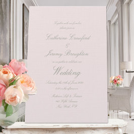 Klassische Blush Pink Linen Hochzeitsschrift Einla Einladung