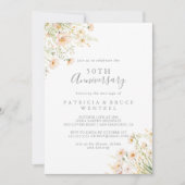Klassische Blush Wildblume 50. Hochzeitstag Einladung (Vorderseite)