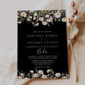 Klassische Blush Wildblume Black Spanish Wedding Einladung