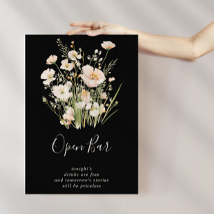 Klassische Blush Wildblume Black Wedding Open Bar Poster
