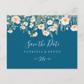 Klassische Blush-Wildblume Save the Date horizonta Postkarte (Vorderseite)