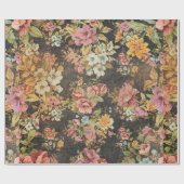 Klassische Blüte in Schwarz Geschenkpapier (Flach)