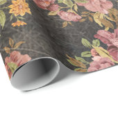 Klassische Blüte in Schwarz Geschenkpapier (Rolleneckpunkt)