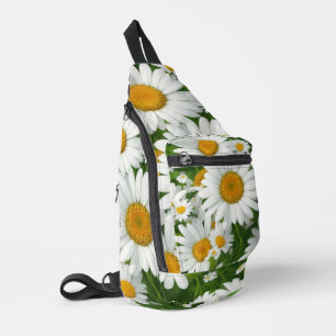 Klassische Blütenmuster Weiße Blumenfelder Grün Crossbody Bag