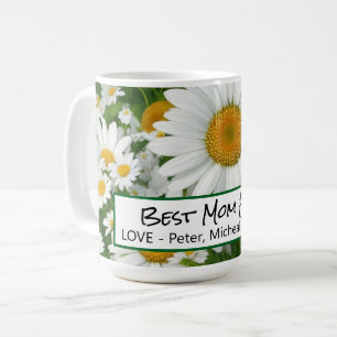 Klassische Blütenmuster Weiße Blumenfelder Grün Kaffeetasse