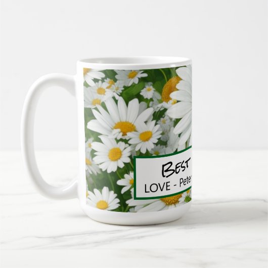 Klassische Blütenmuster Weiße Blumenfelder Grün Kaffeetasse (Links)