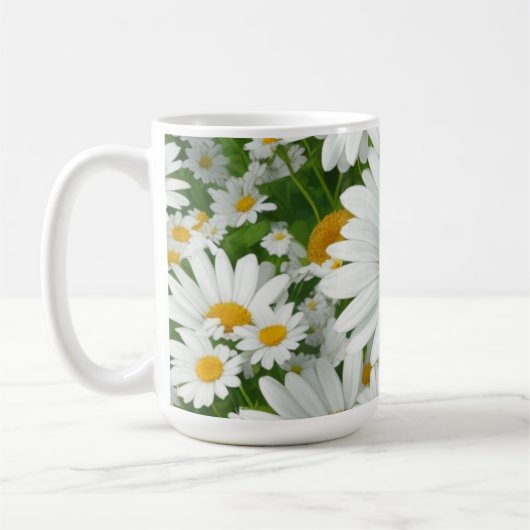 Klassische Blütenmuster Weiße Blumenfelder Grün Kaffeetasse (Links)
