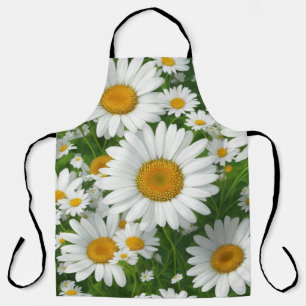 Klassische Blütenmuster Weiße Blumenfelder Grün Schürze