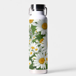 Klassische Blütenmuster Weiße Blumenfelder Grün Trinkflasche