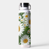 Klassische Blütenmuster Weiße Blumenfelder Grün Trinkflasche (Rückseite)