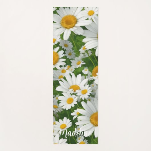 Klassische Blütenmuster Weiße Blumenfelder Grün Yogamatte (Vorderseite)