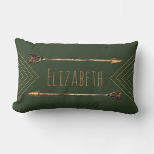 Klassische Bohemische Golden Tribal Arrows & Green Lendenkissen