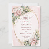 Klassische Böhmische Helle Rosa Blumen Save The Da Date (Vorderseite)