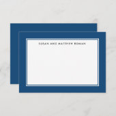 Klassische Border Blue Personalisiert Petite Flat RSVP Karte (Vorne/Hinten)