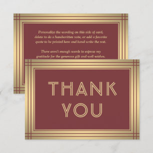 Klassische Border Elegante Burgund & Gold-Typograf Dankeskarte