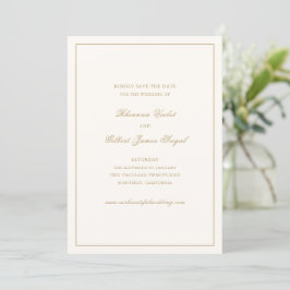 Klassische Border Elfenbein und Gold zeitlose Hoch Save The Date