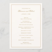 Klassische Border Ivory und Gold zeitlose Hochzeit Programm (Vorderseite)