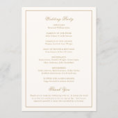 Klassische Border Ivory und Gold zeitlose Hochzeit Programm (Rückseite)