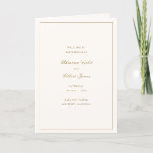 Klassische Border Ivory und Gold zeitlose Hochzeit Programm