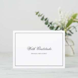 Klassische Border Schwarz-Weiß Hochzeit ohne Zeitg Dankeskarte