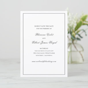 Klassische Border Schwarz-Weiß Hochzeit ohne Zeitg Save The Date