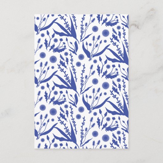 Klassische Botanicals bei Blue Wedding Begleitkarte (Rückseite)