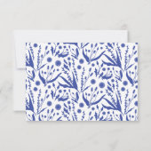 Klassische Botanicals bei Blue Wedding RSVP Karte (Rückseite)
